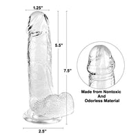 Crystal Addiction Clear 7” Dildo with Balls