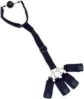 BLACK BONDAGE MOUTH BALL GAG RESTRAINT WITH WRIST CUFFS