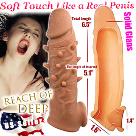 Penis Extender Extension Sleeve Cock Ring Girth Enhancer Enlarger TPE