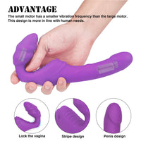 Silicone Rechargeable Remote Control Female Clitoris G-Spot Stimulate Vibrating Strapless Strap On Dildo Vibrator Double Penetration Ended Dong　