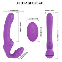 Silicone Rechargeable Remote Control Female Clitoris G-Spot Stimulate Vibrating Strapless Strap On Dildo Vibrator Double Penetration Ended Dong　