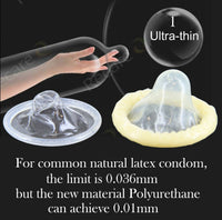 Ultra Thin 0.01mm Condoms-12pcs Natural polyurethane Latex-free